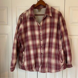 Bit and Bridle Heavyweight Shacket Women XL Maroon Plaid Sherpa Western